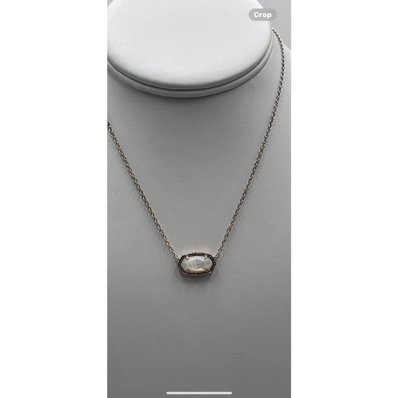 Kendra Scott Elisa Gold Plated Pendant Necklace Prong set Ivory Mother-of-Pearl - Picture 1 of 11